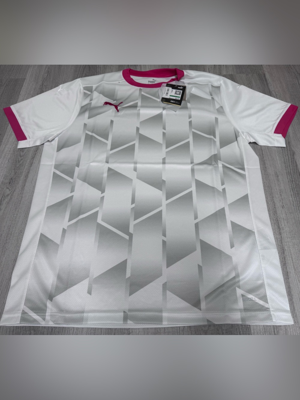 Puma White Men's Performance Jersey with Pink Accents